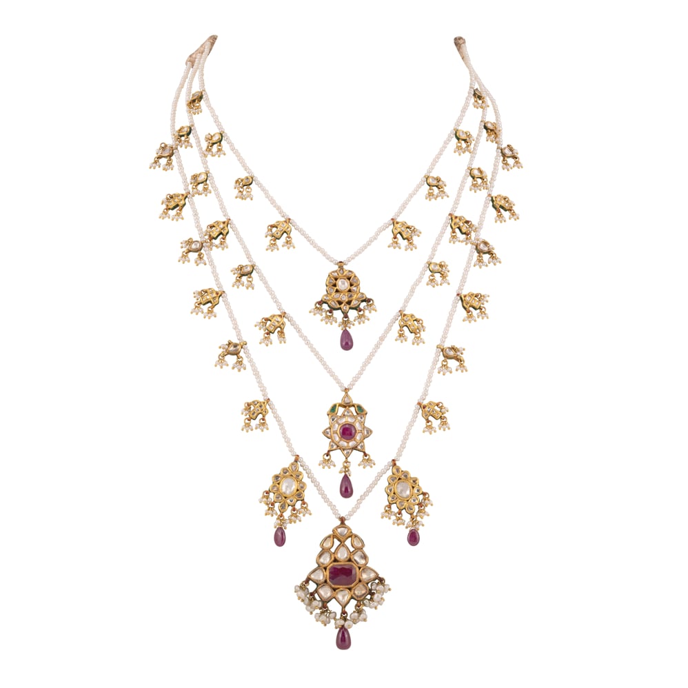 Teen Lada Necklace with Polkis, Rubies, and Pearls